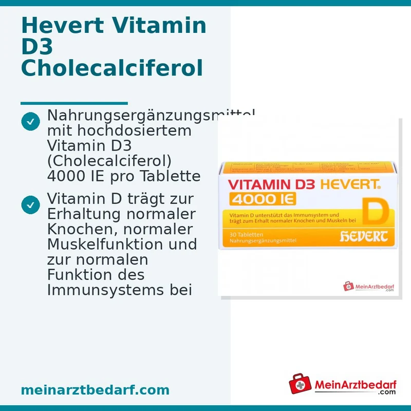 Hevert Vitamin D3 Cholecalciferol Tabletten 4000 IE, 30 St.