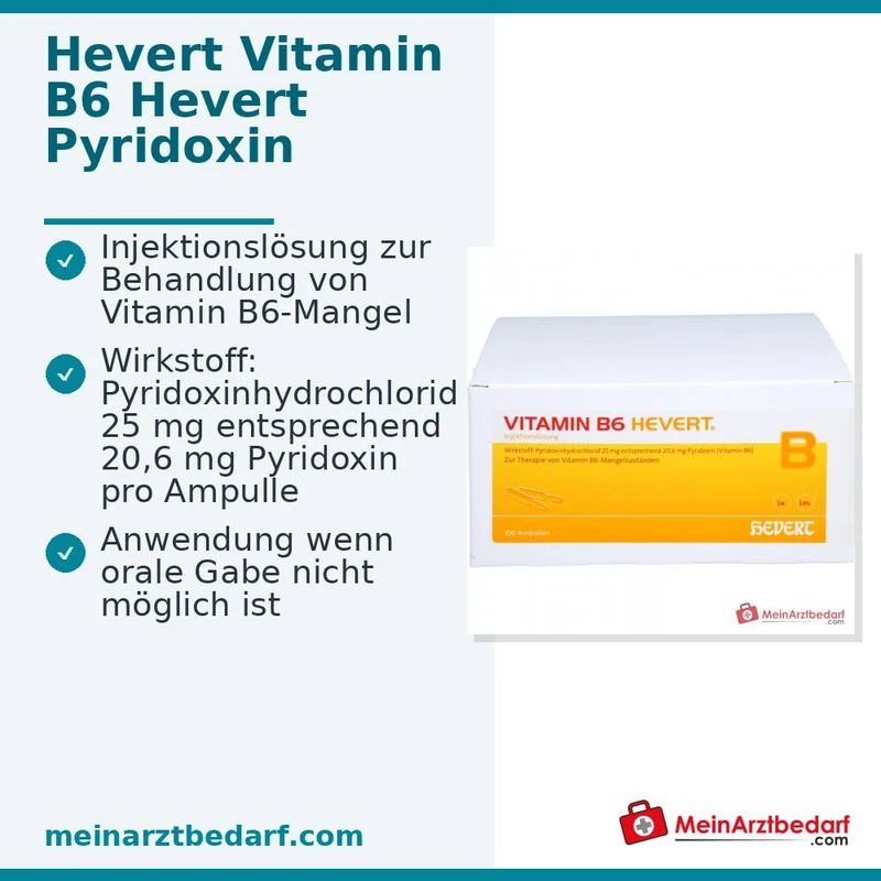 Hevert Vitamin B6 Pyridoxin Injektionslösung Ampullen, 100 Stück