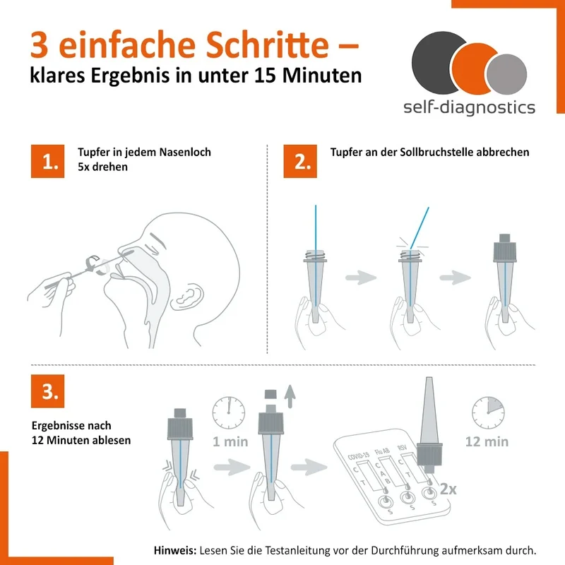 Corona & Griep (Influenza A/B) & RSV Sneltest 4 in 1 - 5 stuks