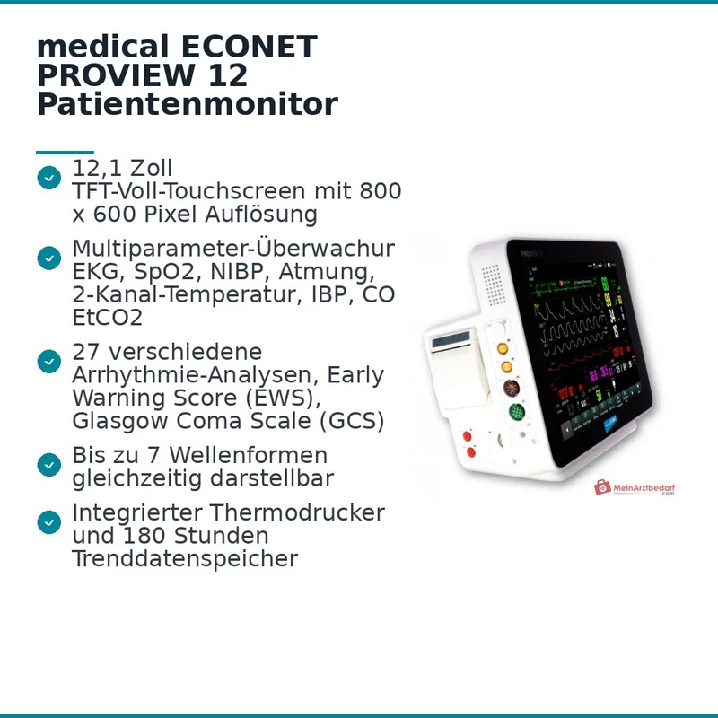 medical ECONET PROview 12 Patientenmonitor mit 12-Kanal-EKG