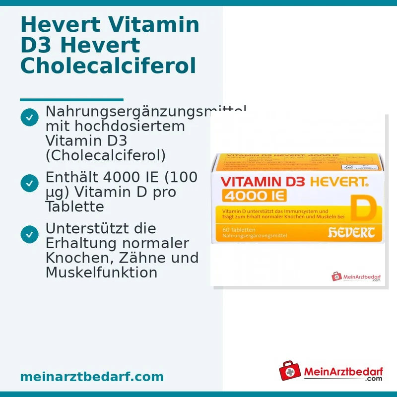 Hevert Vitamin D3 Cholecalciferol Tabletten 4000 IE, 60 St.