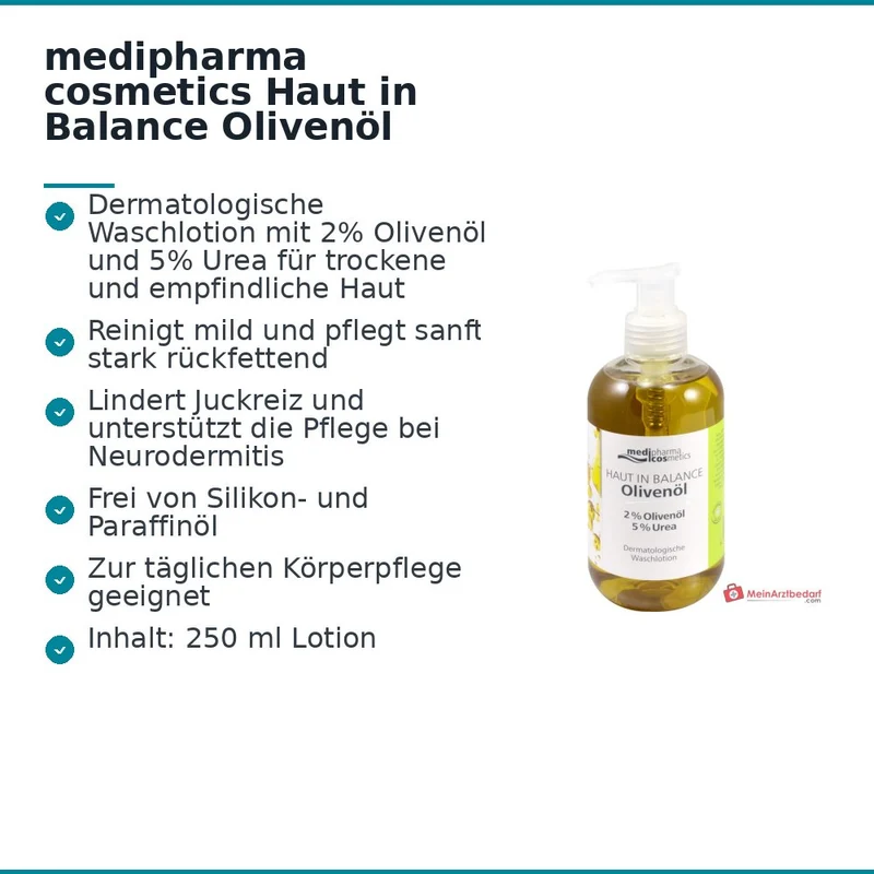 medipharma cosmetics Haut in Balance Olivenöl Dermatologische Waschlotion, 250 ml