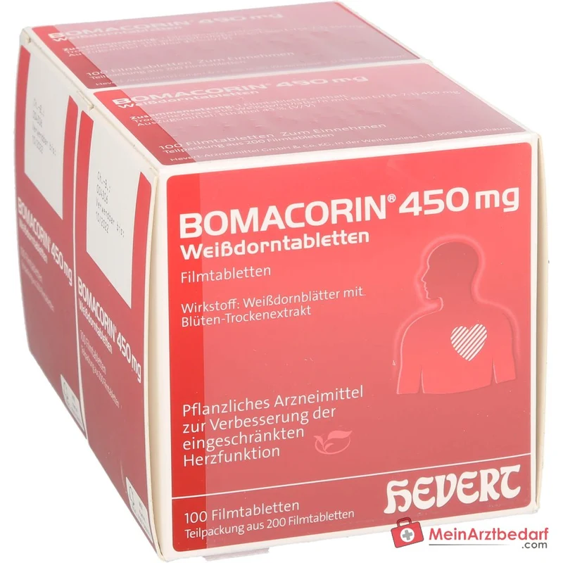 Hevert Bomacorin Weißdornblätter 450 mg, 200 Filmtabletten