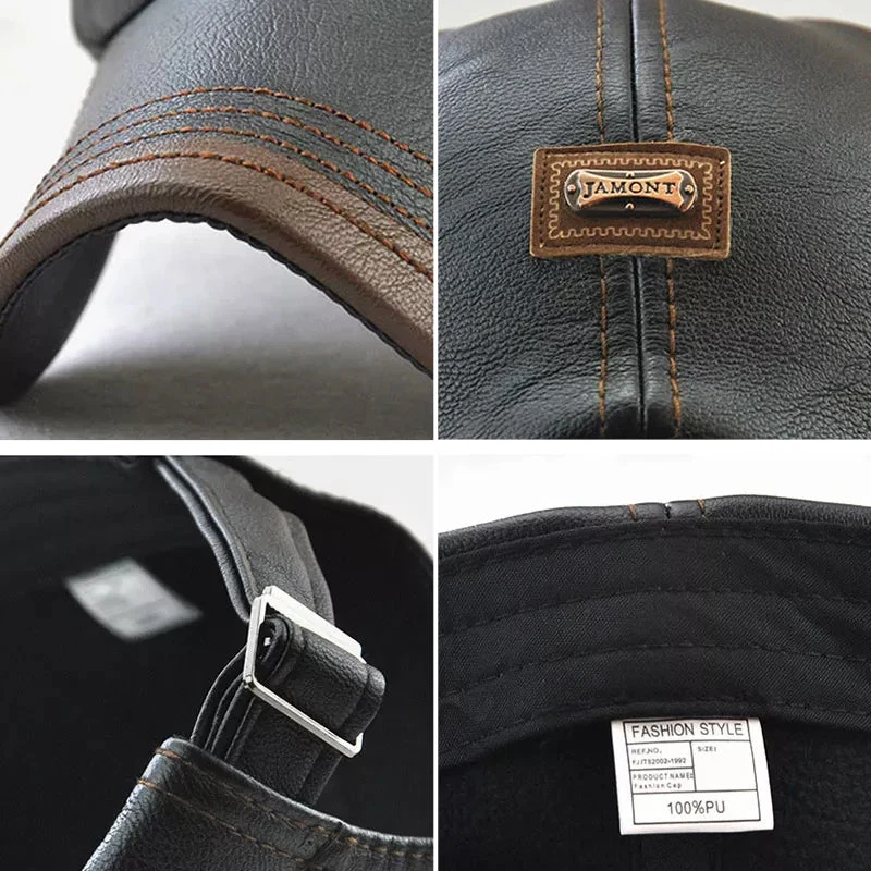 Unisex PU-Lederkappe – Verstellbar und Wärmeisoliert