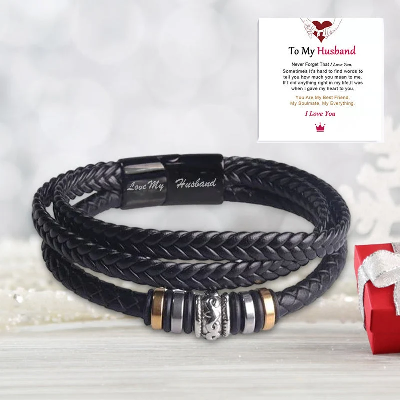 Dubbelrads Schwarzes Herrenarmband