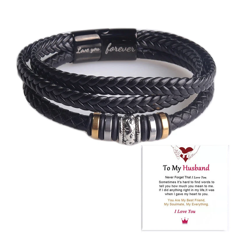 Dubbelrads Schwarzes Herrenarmband