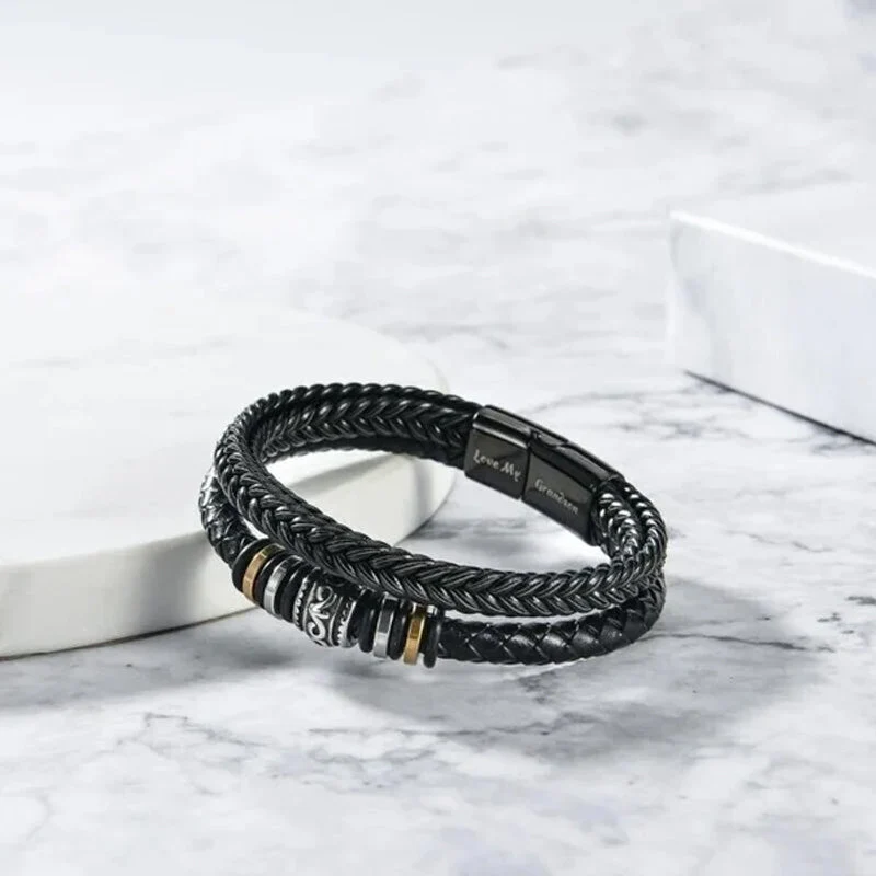 Dubbelrads Schwarzes Herrenarmband