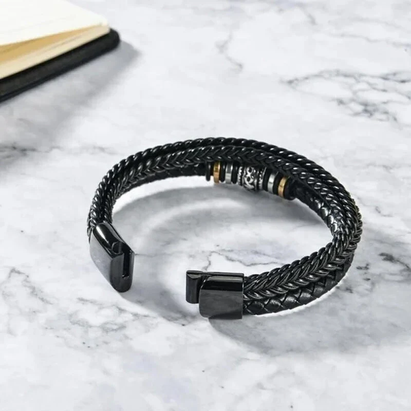 Dubbelrads Schwarzes Herrenarmband