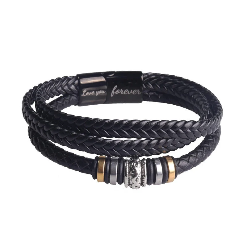 Dubbelrads Schwarzes Herrenarmband