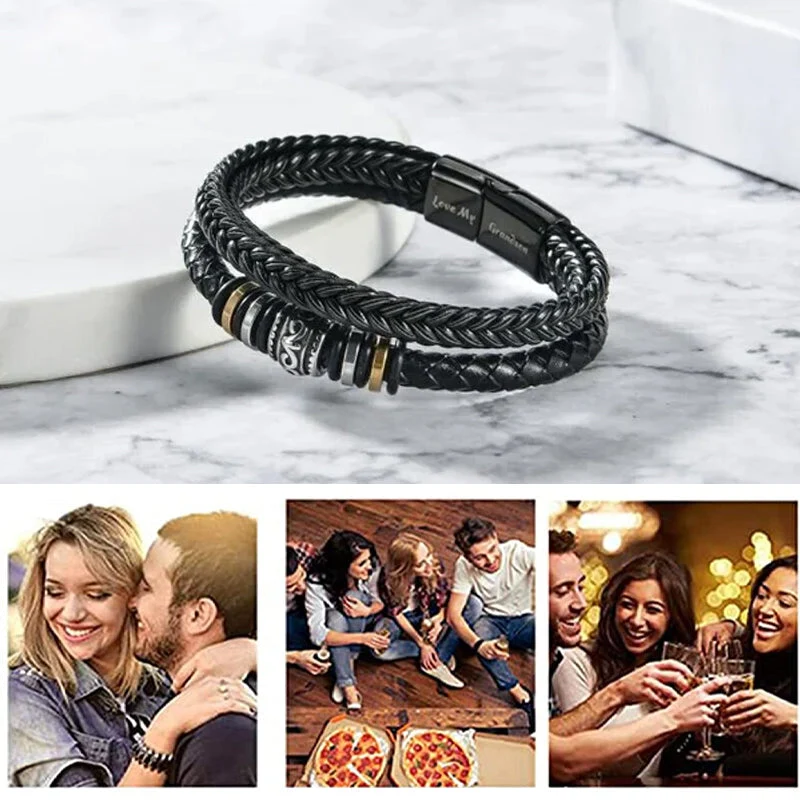 Dubbelrads Schwarzes Herrenarmband