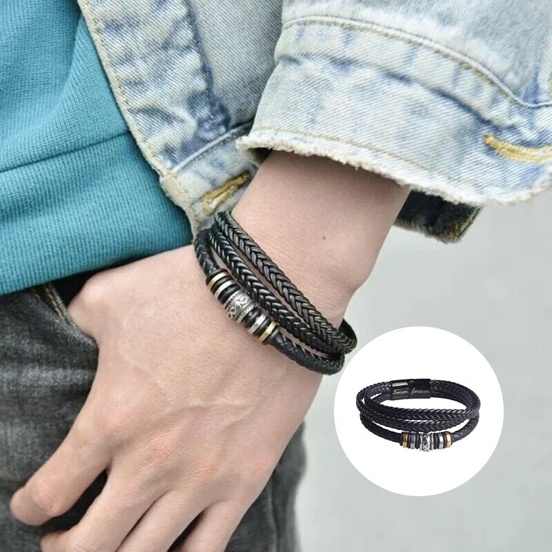 Dubbelrads Schwarzes Herrenarmband