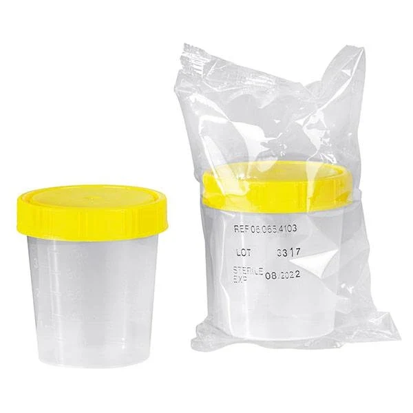 Urinebeker met schroefdeksel - gamma steriel - 125 ml - 150 stuks