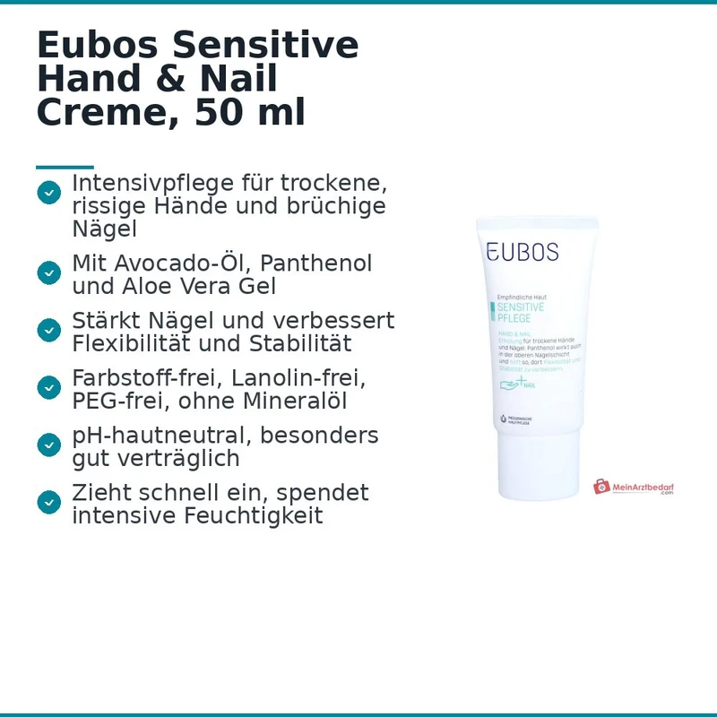 Eubos Sensitive Hand & Nail Creme, 50 ml