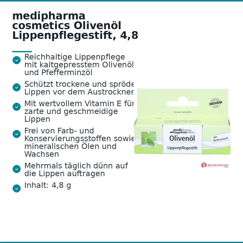medipharma cosmetics Olivenöl Lippenpflegestift, 4,8 g