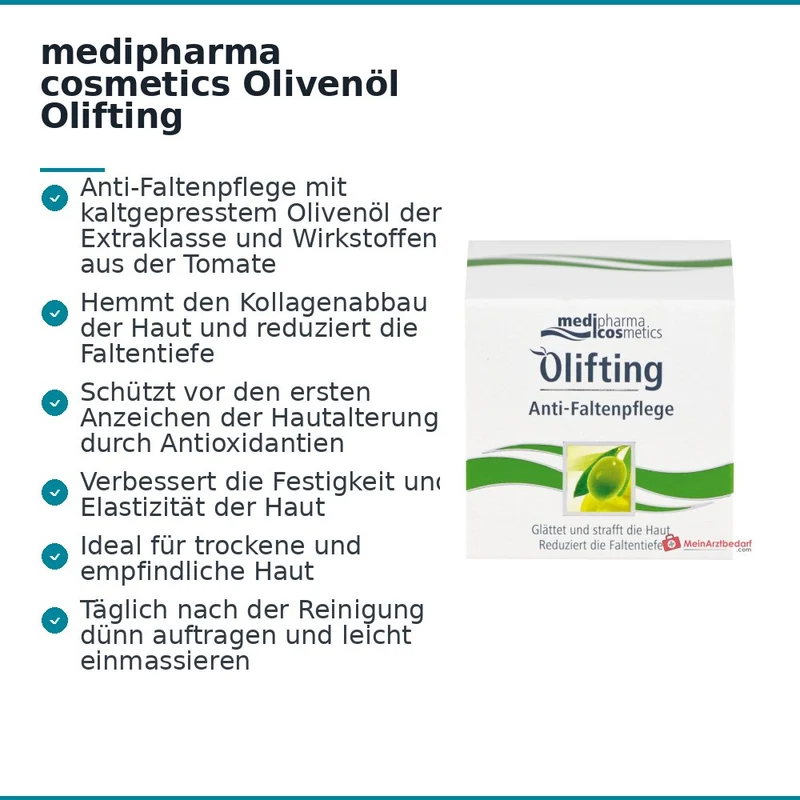 medipharma cosmetics Olivenöl Olifting Anti-Faltenpflege Creme, 50 ml