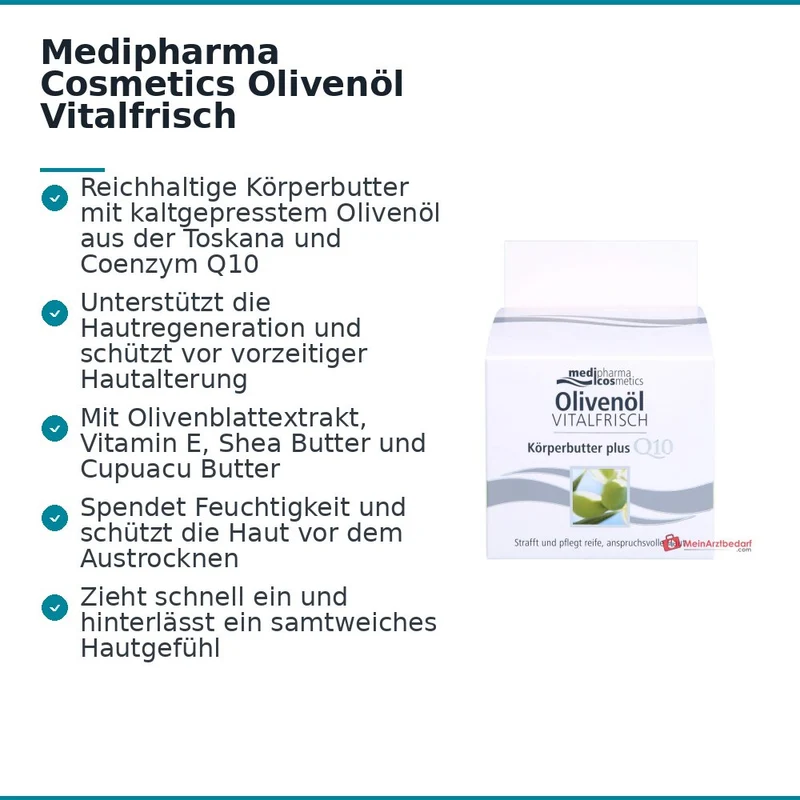 Medipharma Cosmetics Olivenöl Vitalfrisch Körperbutter plus Q10, 200 ml