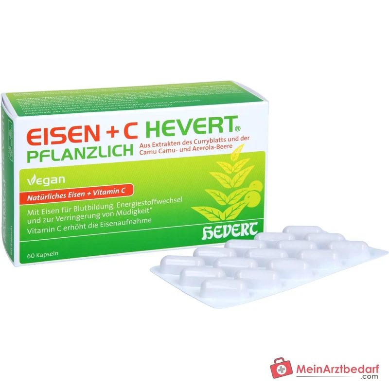 Hevert Eisen+C Pflanzlich Eisen / Vitamin C Kapseln, 60 St.