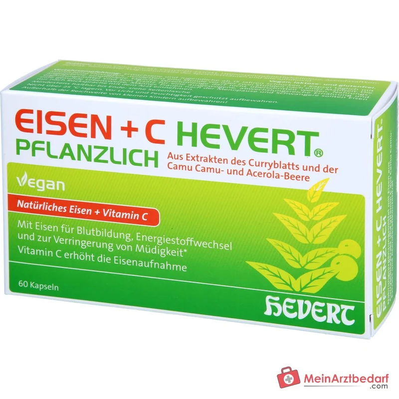 Hevert Eisen+C Pflanzlich Eisen / Vitamin C Kapseln, 60 St.