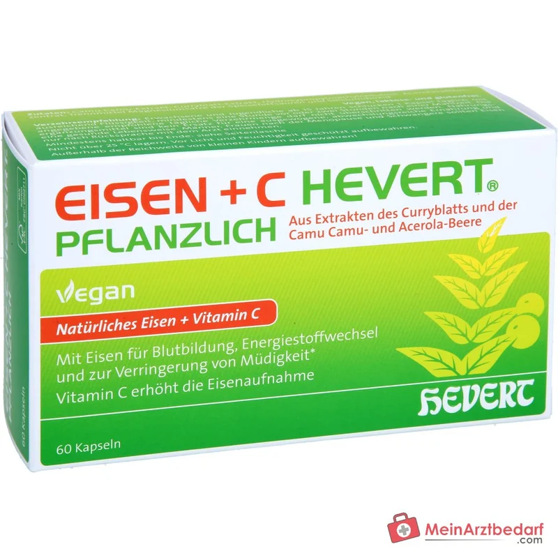 Hevert Eisen+C Pflanzlich Eisen / Vitamin C Kapseln, 60 St.