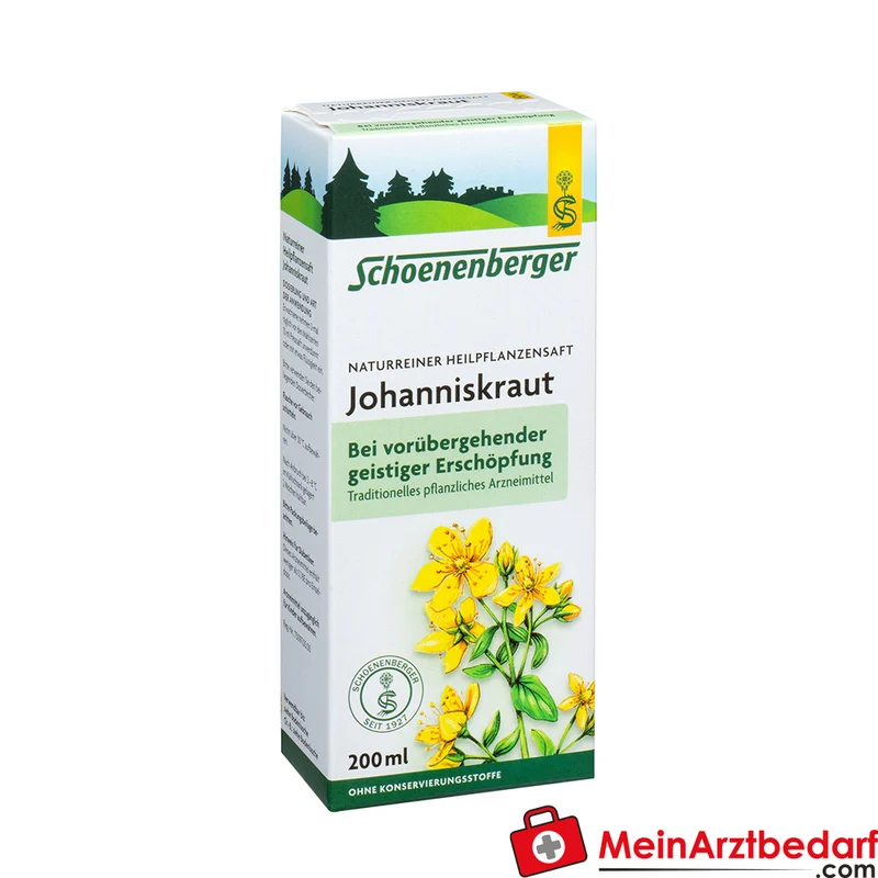 Schoenenberger Naturreiner Heilpflanzensaft Johanniskraut bei Nervenschäche & Nervosität, 200 ml