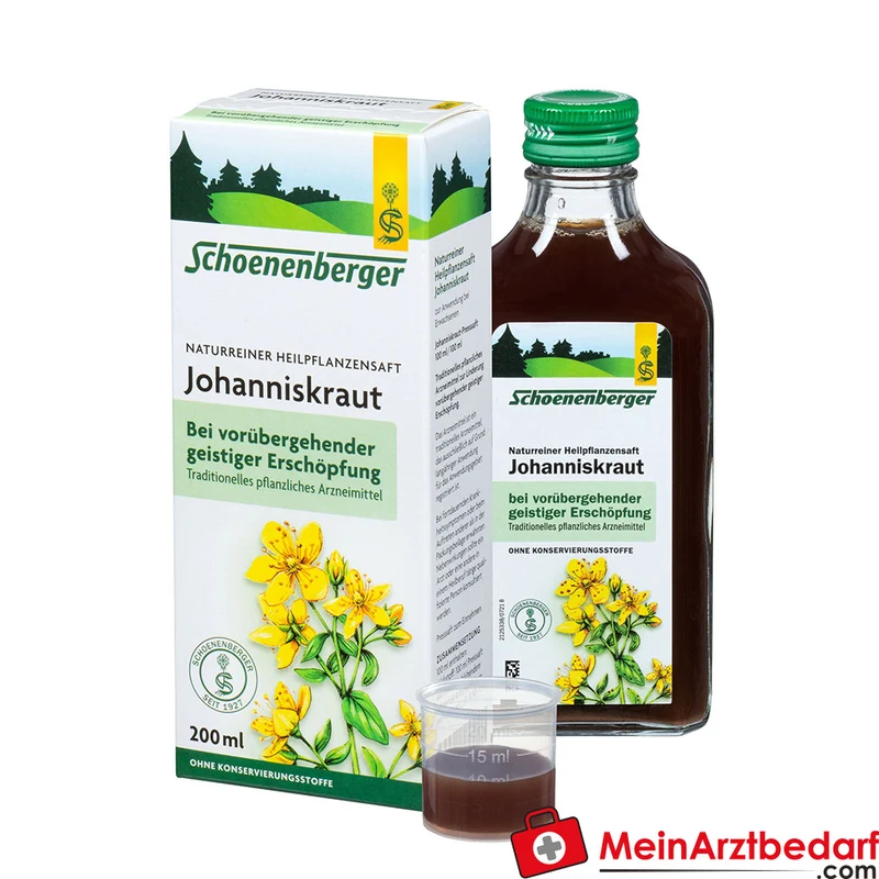 Schoenenberger Naturreiner Heilpflanzensaft Johanniskraut bei Nervenschäche & Nervosität, 200 ml