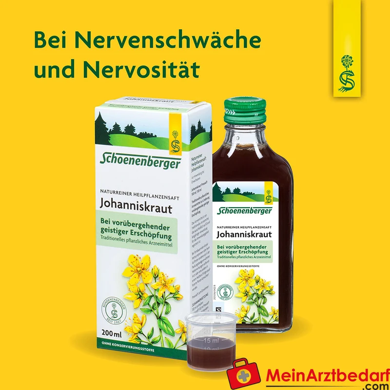 Schoenenberger Naturreiner Heilpflanzensaft Johanniskraut bei vorübergehender geistiger Erschöpfung, 200 ml