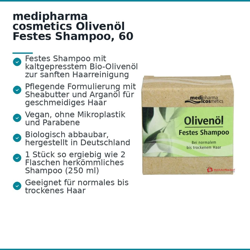 medipharma cosmetics Olivenöl Festes Shampoo, 60 g