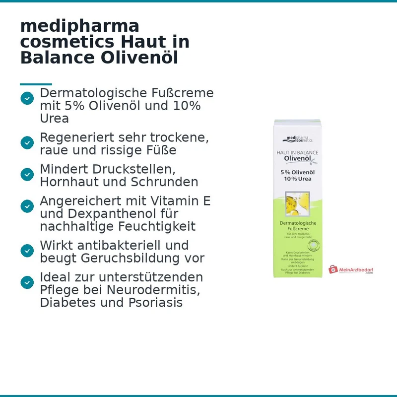 medipharma cosmetics Haut in Balance Olivenöl Dermatologische Fußcreme, 100 ml