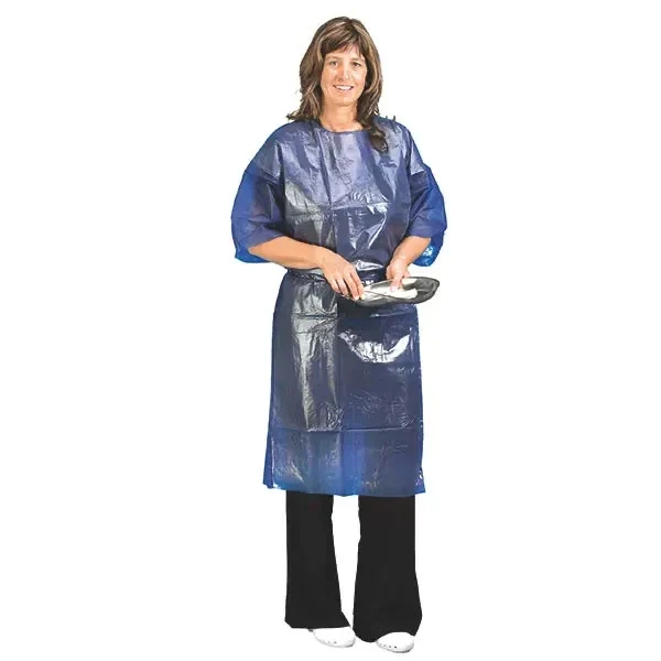 Disposable schort waterdicht blauw 1 stuk