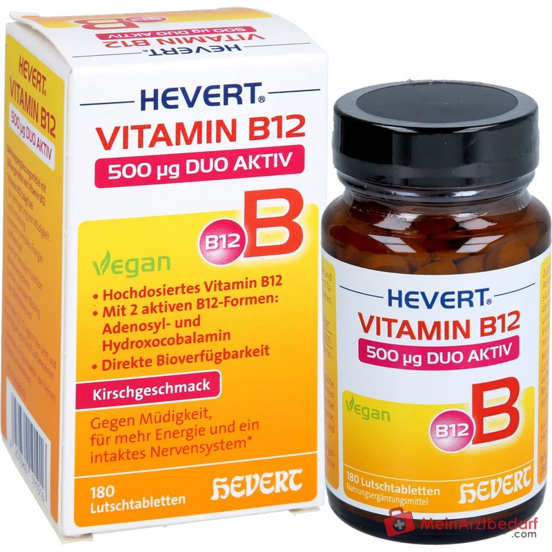 Hevert Vitamin B12 500 µg Duo Aktiv Lutschtabletten, 180 St.