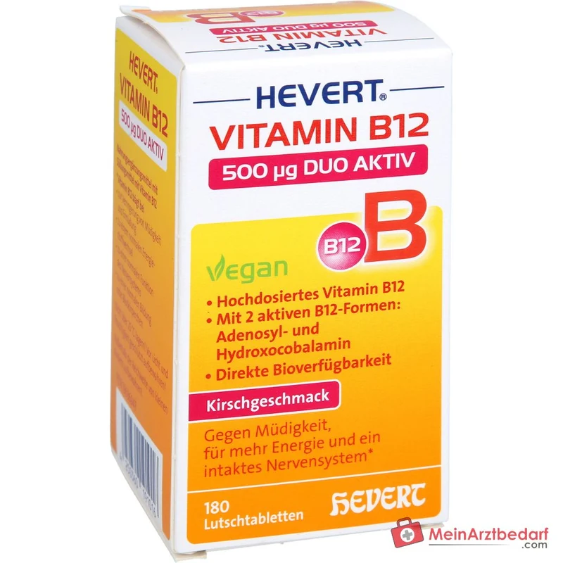 Hevert Vitamin B12 500 µg Duo Aktiv Lutschtabletten, 180 St.