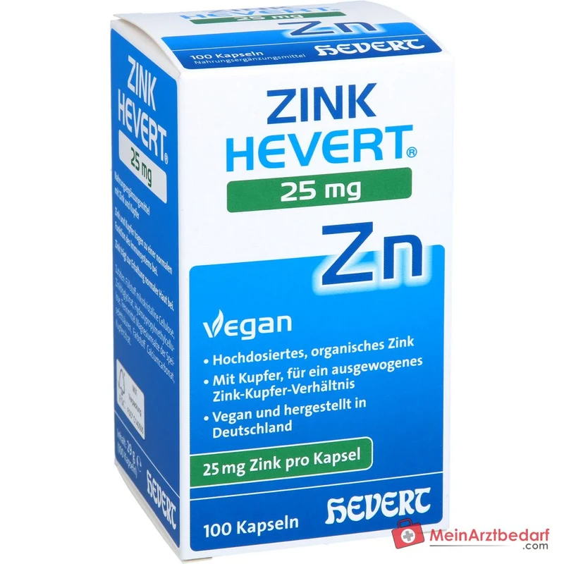 Hevert Zink 25 mg Kapseln, 100 St.