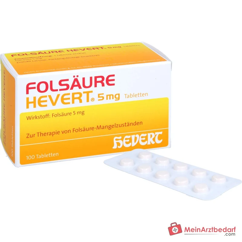 Hevert Folsäure 5 mg Tabletten, 100 St.