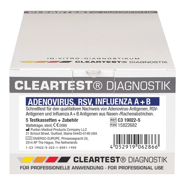 Cleartest Adenovirus, RSV, 1 Influenza 10 Testen