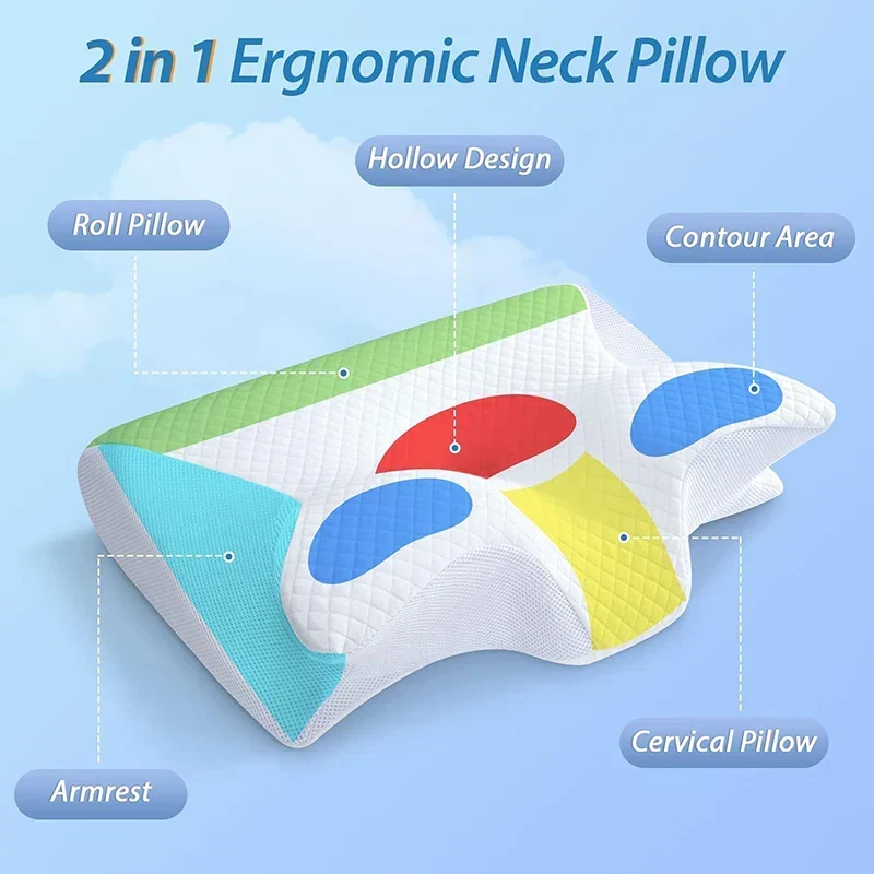 2-in-1 Gedächtnisschaum Nackenstützkissen mit ergonomischem Konturdesign – RestAlign