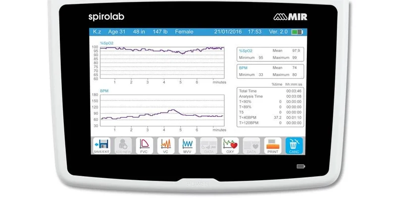 Spirolab desktop spirometer 7 inch touchscreen met oximeter en turbine