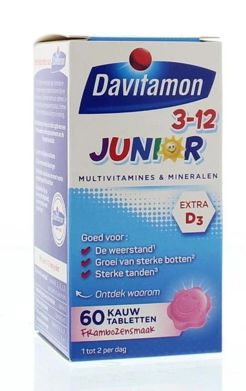 Davitamon Junior 3+ framboos - kauwtabletten 60 kauwtabletten