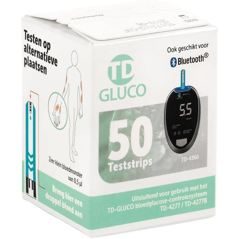 Glucose teststrips HT One TD-Gluco - 50 stuks - bluetooth compatibiliteit