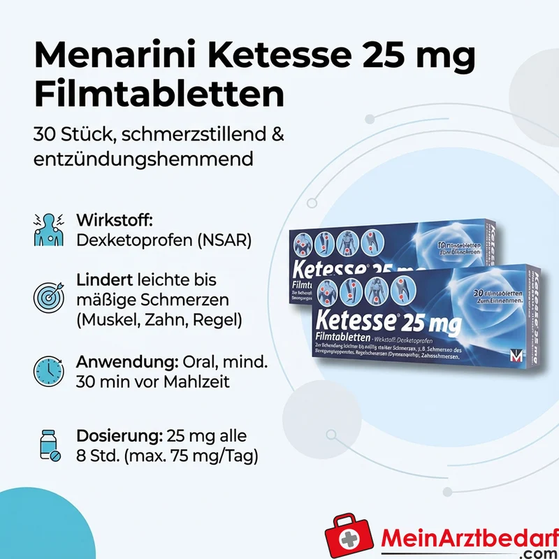 Menarini Ketesse Filmtabletten 25 mg Dexketoprofen 30 Stück