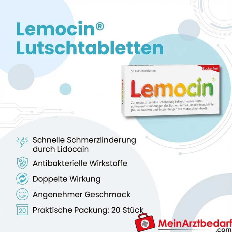 GSK-Gebro Lemocin Lutschtabletten 20 St. bei Halsschmerzen mit Lidocain