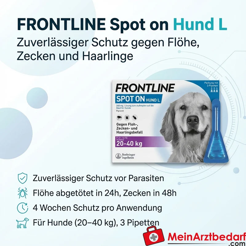 Frontline Spot on Hund L 20-40 kg gegen Flöhe und Zecken, 4 Wochen Schutz