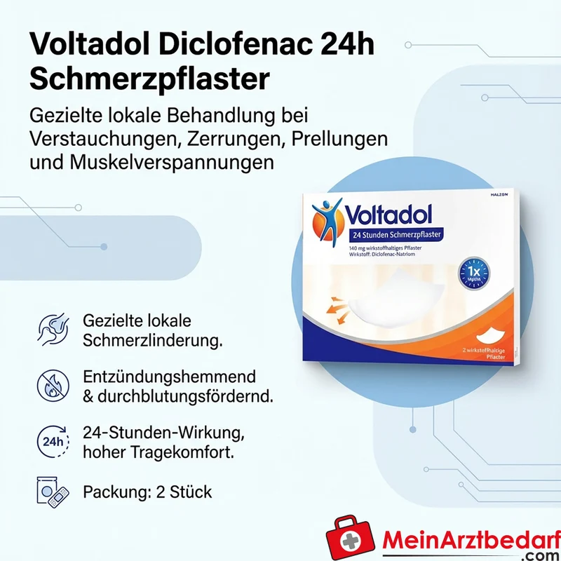 Voltadol Wirkstoffpflaster Diclofenac 24h Schmerzpflaster 2 Stück
