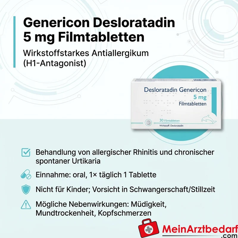 Genericon Desloratadin 5 mg Filmtabletten 10 St. – Antiallergikum bei Rhinitis & Urtikaria