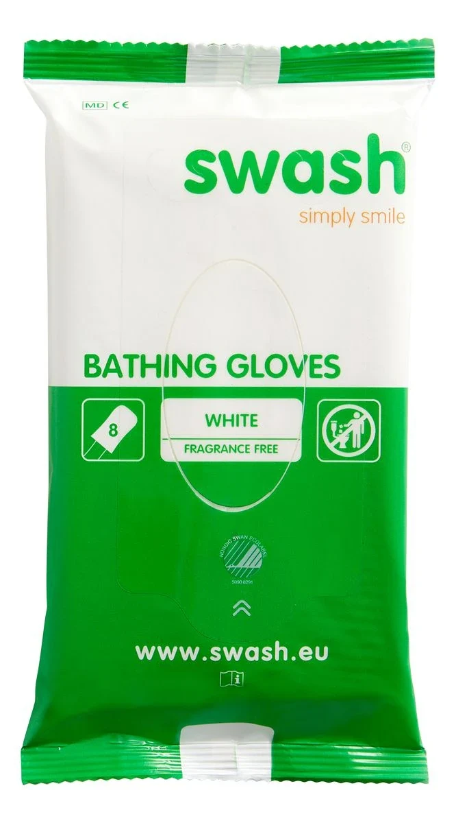 Swash® Bathing Gloves vochtige washandjes ongeparfumeerd White 8 stuks