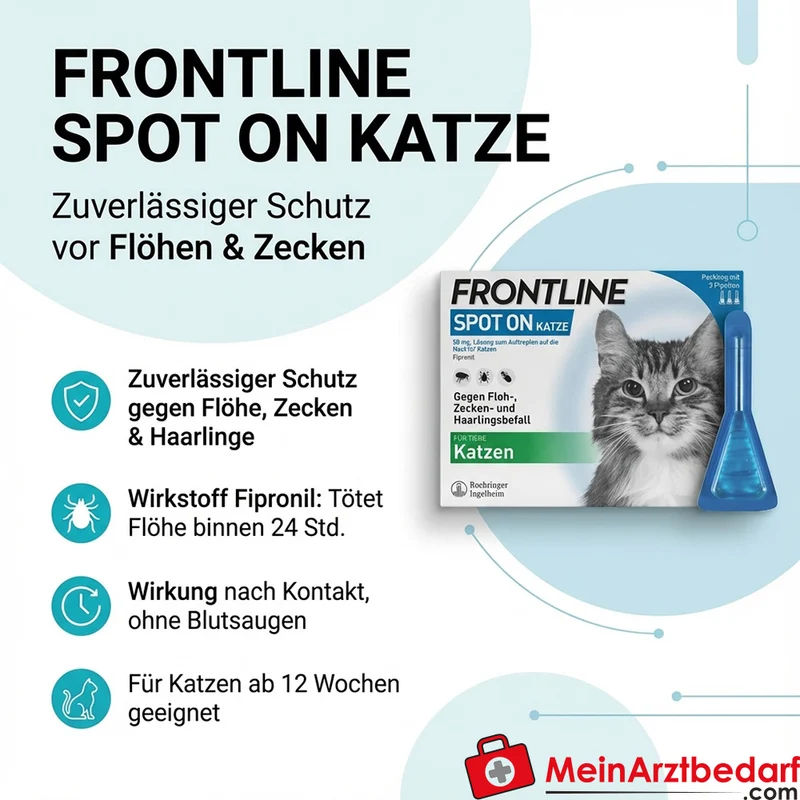 Frontline Spot on Katze 3 St. Schutz gegen Flöhe und Zecken, ab 12 Wochen