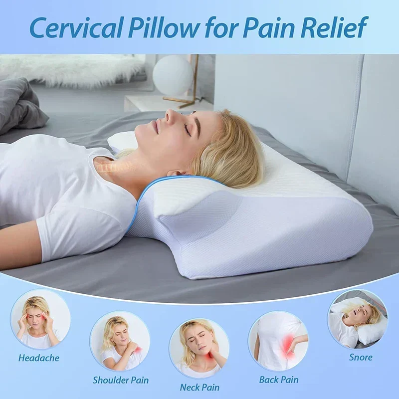 2-in-1 viskoelastisches Nackenstützkissen mit ergonomischem Konturdesign – RestAlign