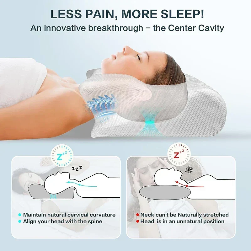 2-in-1 viskoelastisches Nackenstützkissen mit ergonomischem Konturdesign – RestAlign
