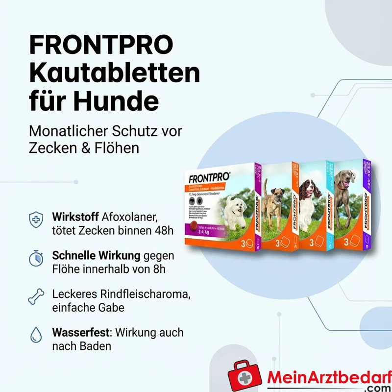 Frontpro Kautabletten für Hunde – Schutz vor Zecken & Flöhen, 3 St.