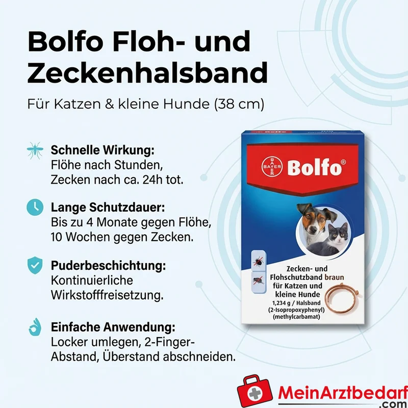 Bolfo Floh- und Zeckenhalsband für Katzen und kleine Hunde 38 cm Wirkdauer bis 4 Monate