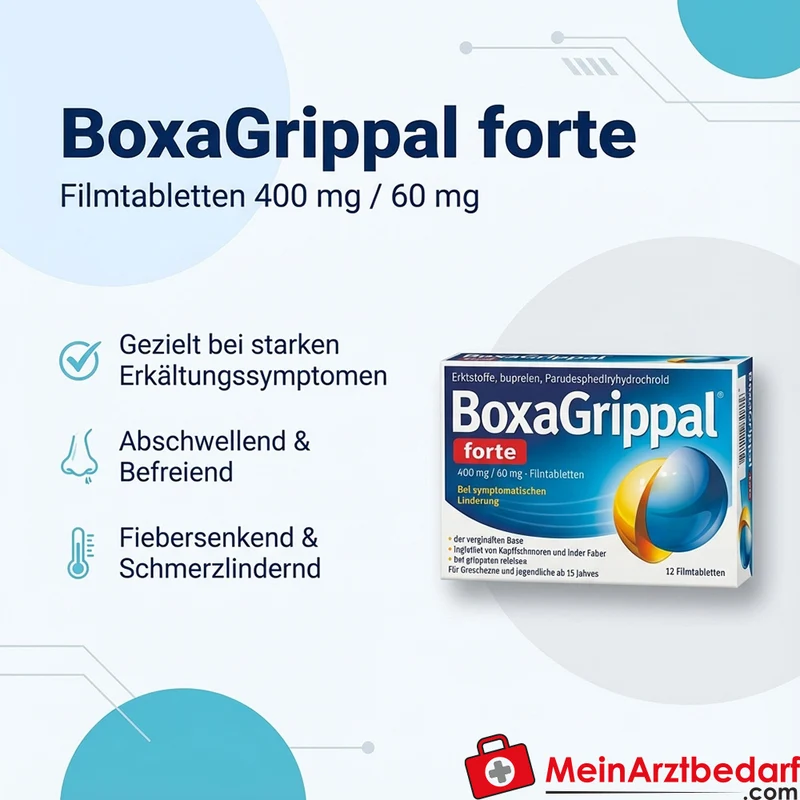 BoxaGrippal forte Filmtabletten 400 mg/60 mg, 12 St. – Erkältung, fiebersenkend und abschwellend (ab 15 Jahre)